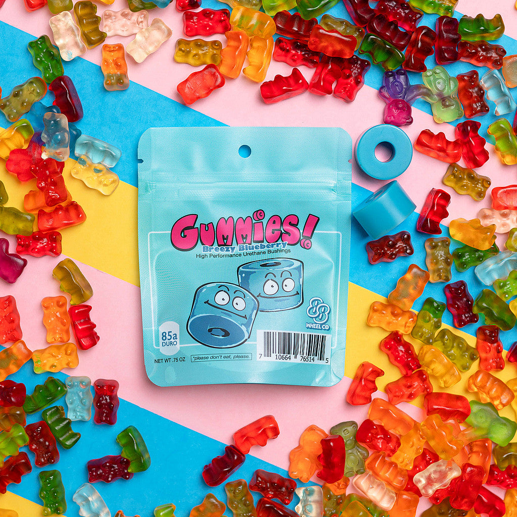 Gummies Double Barrel longboard Bushings 85A – Breezy Blueberry (Soft)