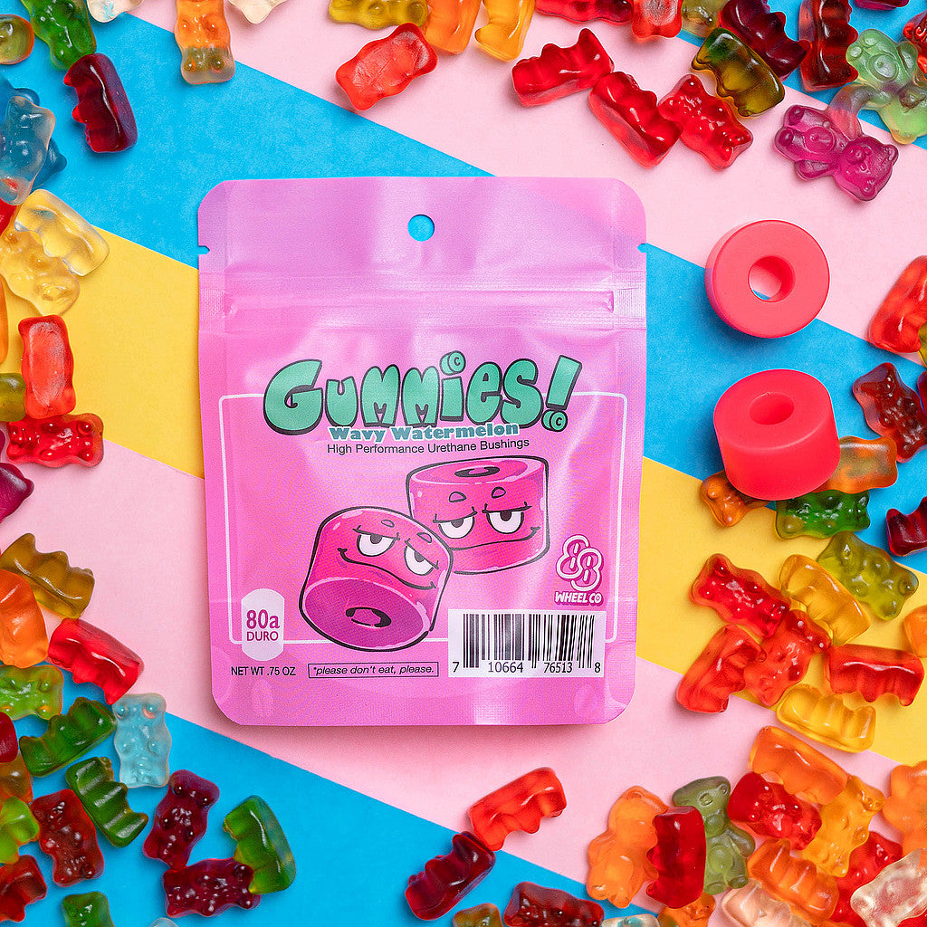 Gummies Double Barrel Longboard Bushings 80A – Wavy Watermelon (Super Soft)
