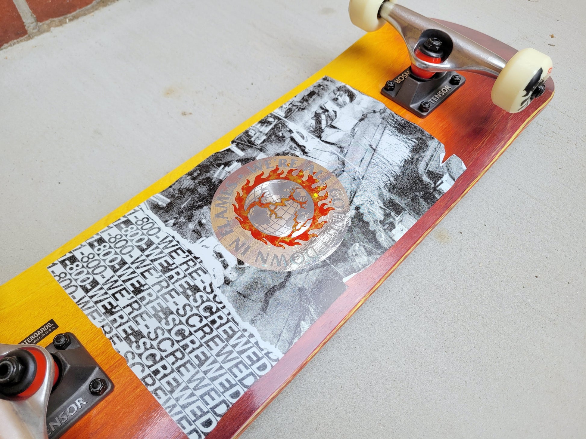 Globe 'In Flames' Holo Quake Skateboard - SkatebruhSG Singapore Skateshop