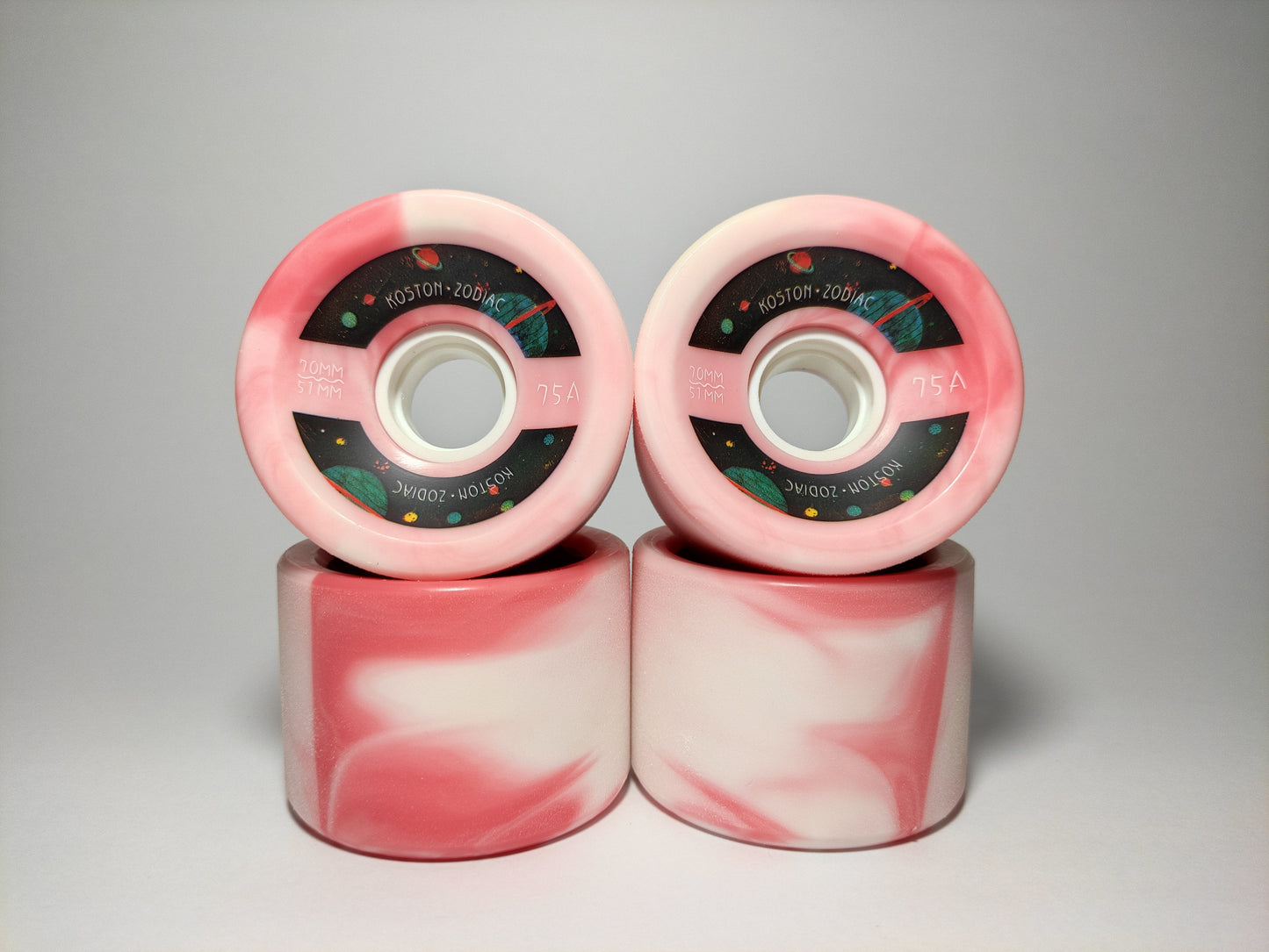 Koston Zodiac red swirl longboard wheels - Custom Longboard Builder - SkatebruhSG