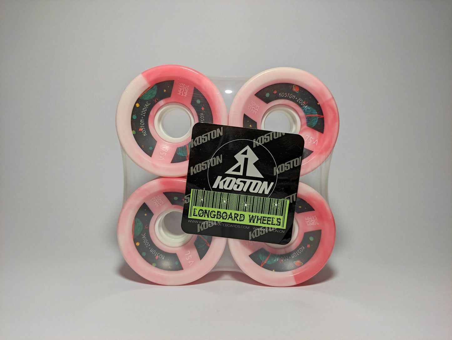 Koston Zodiac red swirl longboard wheels - Custom Longboard Builder - SkatebruhSG