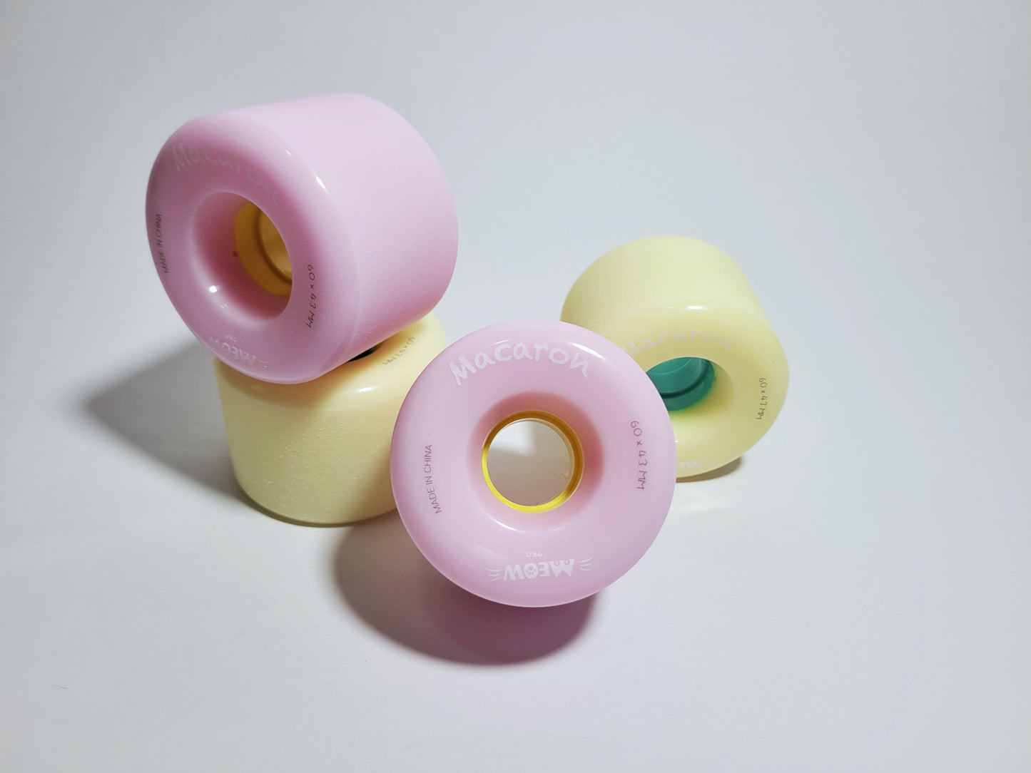 Pink/Yellow Rebirth Macaron longboard / cruiser board wheels - Custom Longboard Builder - SkatebruhSG
