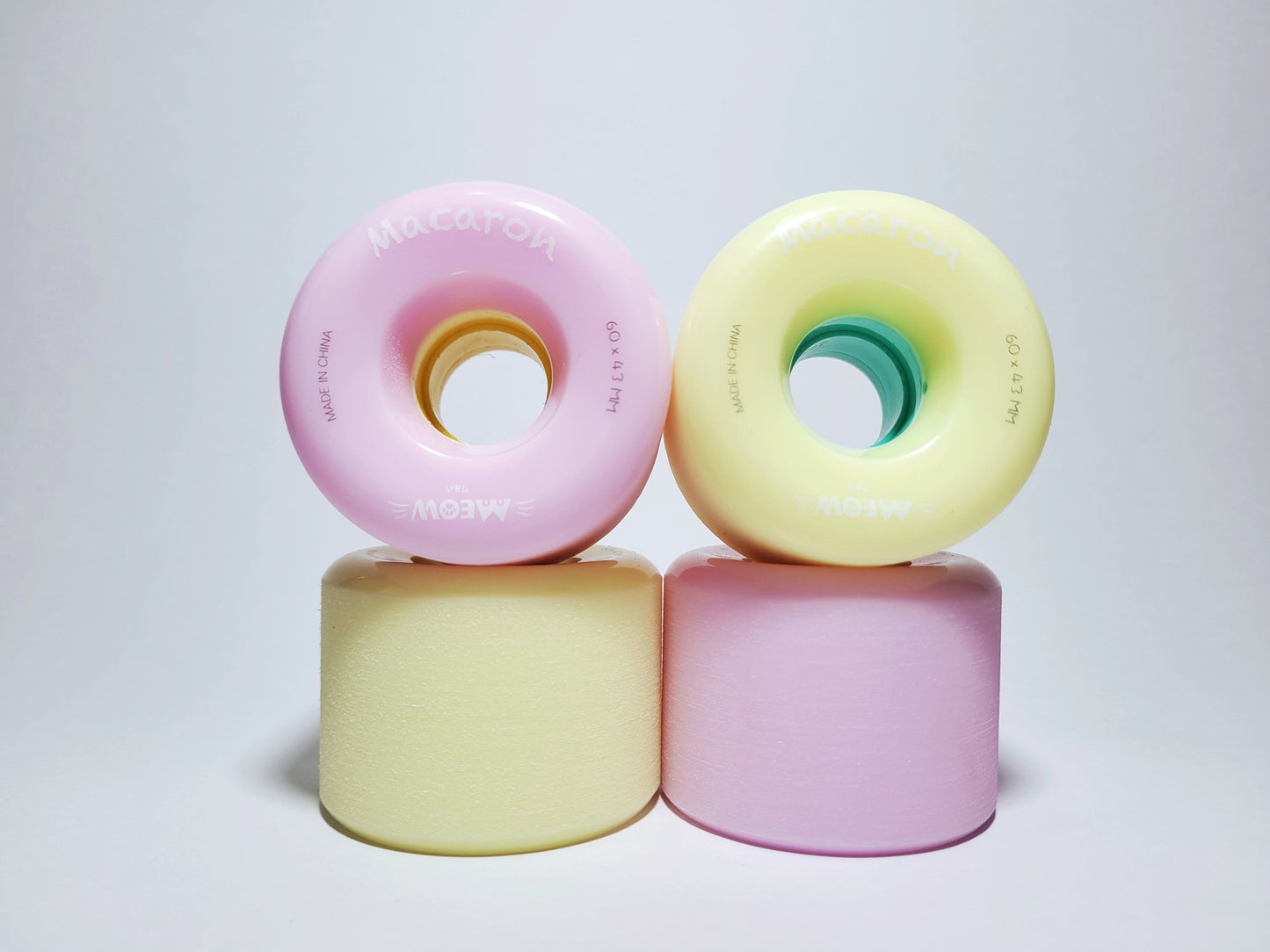 Pink/Yellow Rebirth Macaron longboard / cruiser board wheels - Custom Longboard Builder - SkatebruhSG