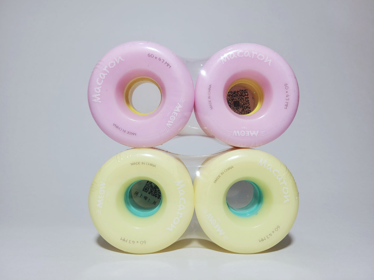 Pink/Yellow Rebirth Macaron longboard / cruiser board wheels - Custom Longboard Builder - SkatebruhSG