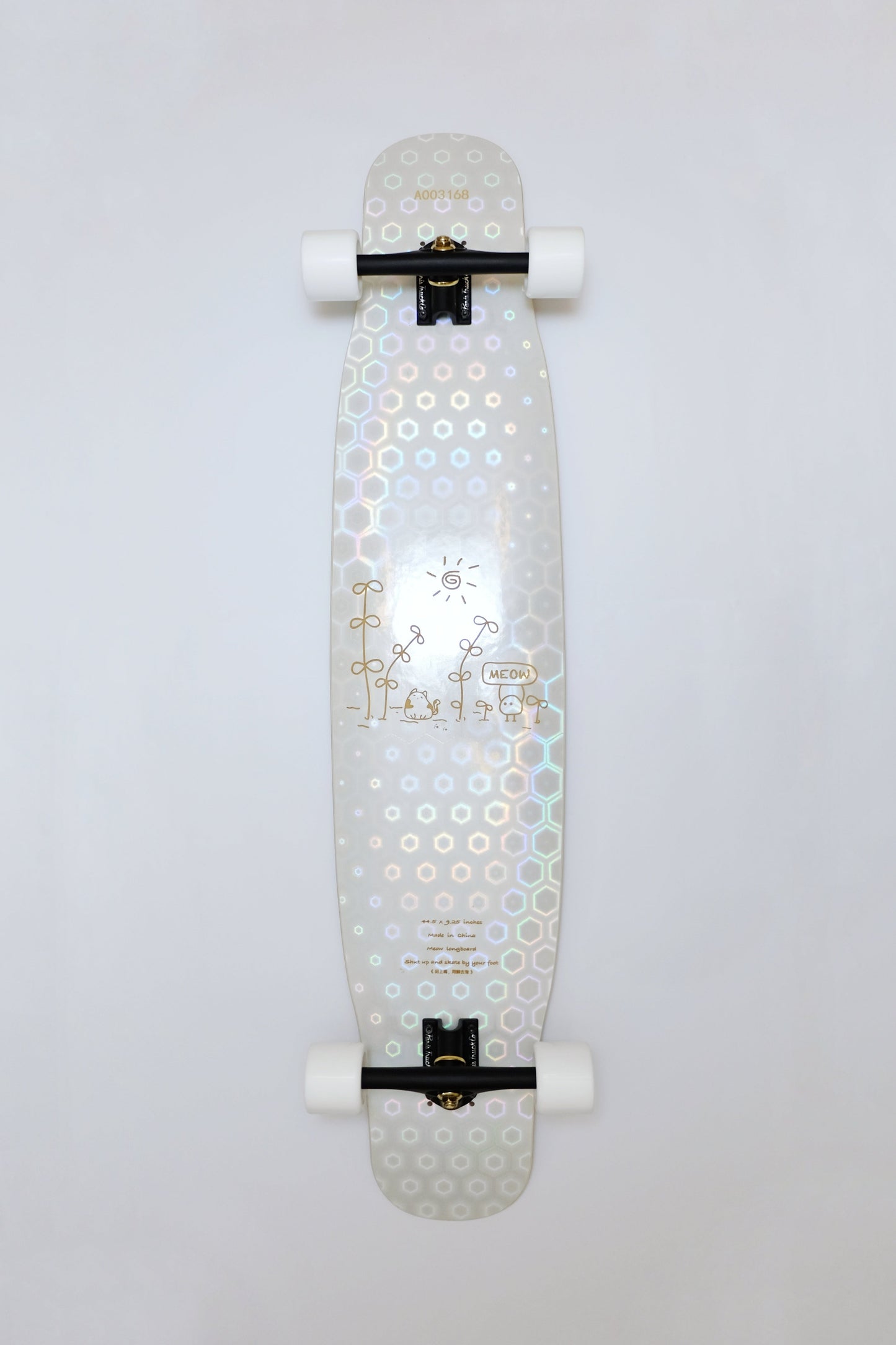 Rebirth 44.5" Laser White Candy Longboard - SkatebruhSG