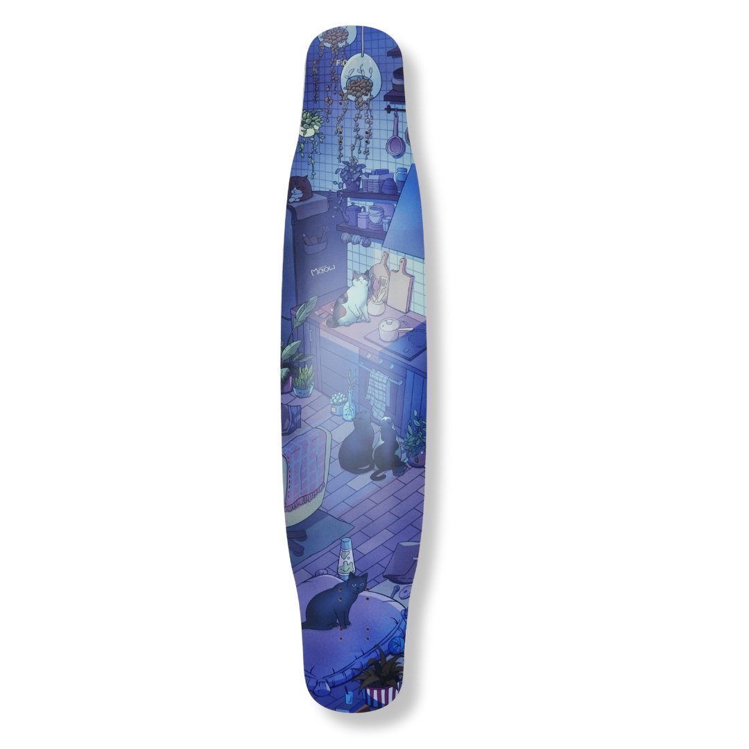 Rebirth 44.5" Meow Kitchen Longboard deck - SkatebruhSG