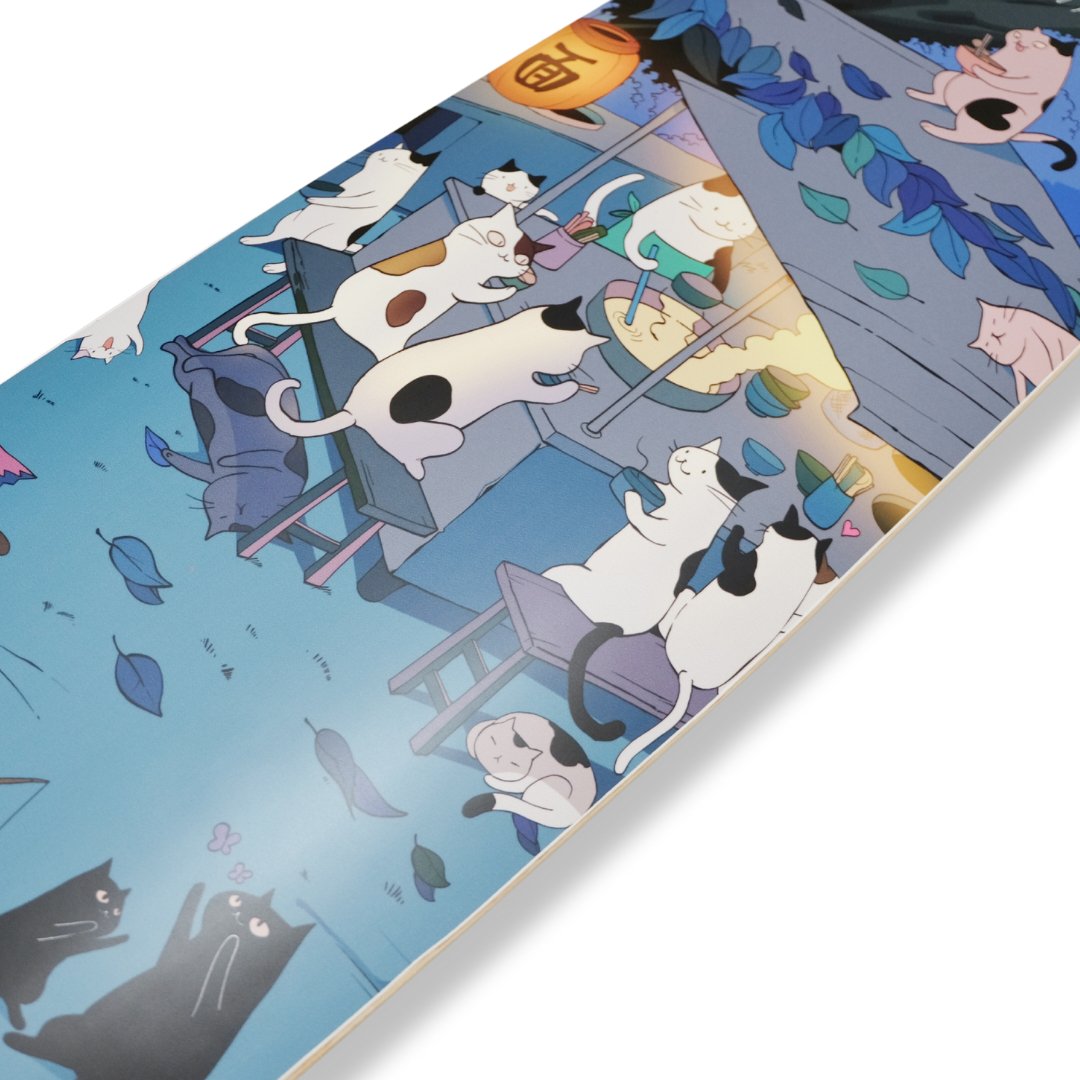 Rebirth 44.5" Meow Noodle House Longboard deck - SkatebruhSG