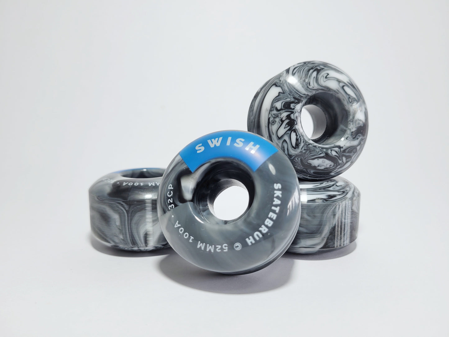 Skatebruh 52mm Black Marble Swish Skateboard Wheels - SkatebruhSG
