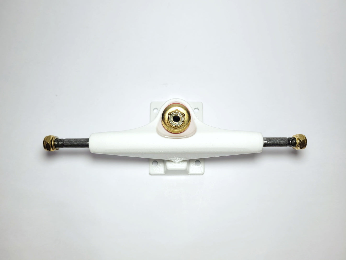 Sleek White Koston 5.25" Hollow Kingpin skateboard Trucks - SkatebruhSG