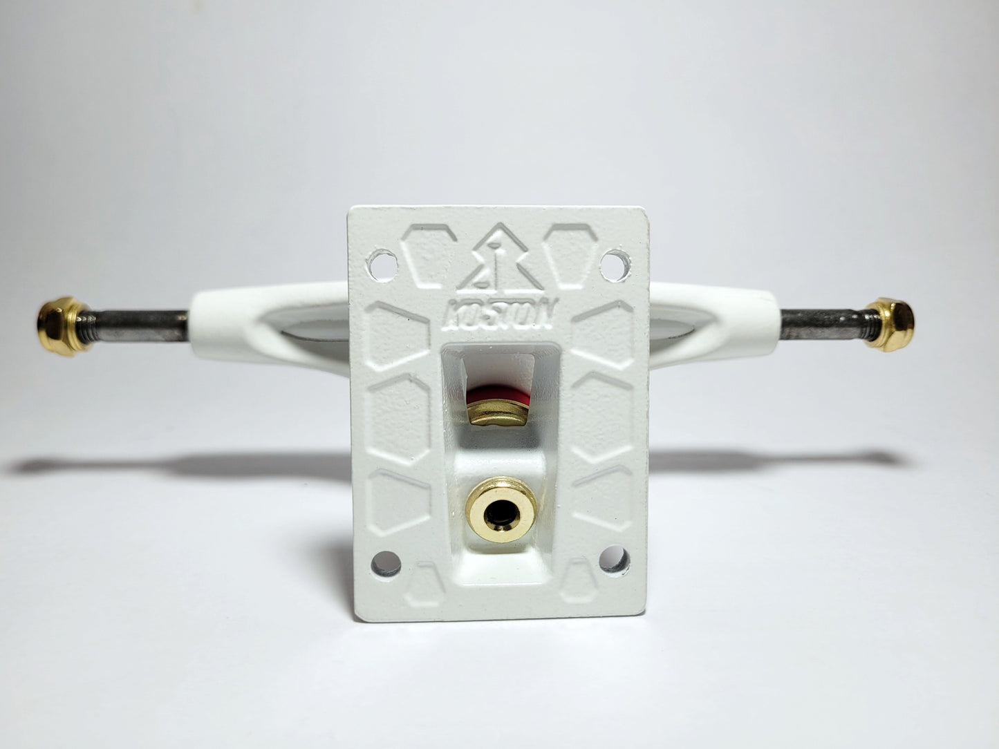 Sleek White Koston 5.25" Hollow Kingpin skateboard Trucks - SkatebruhSG