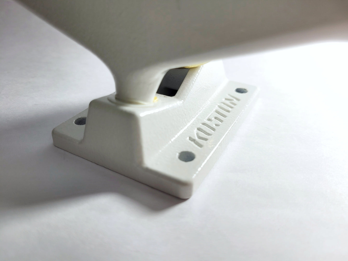 Sleek White Koston 5.25" Hollow Kingpin skateboard Trucks - SkatebruhSG