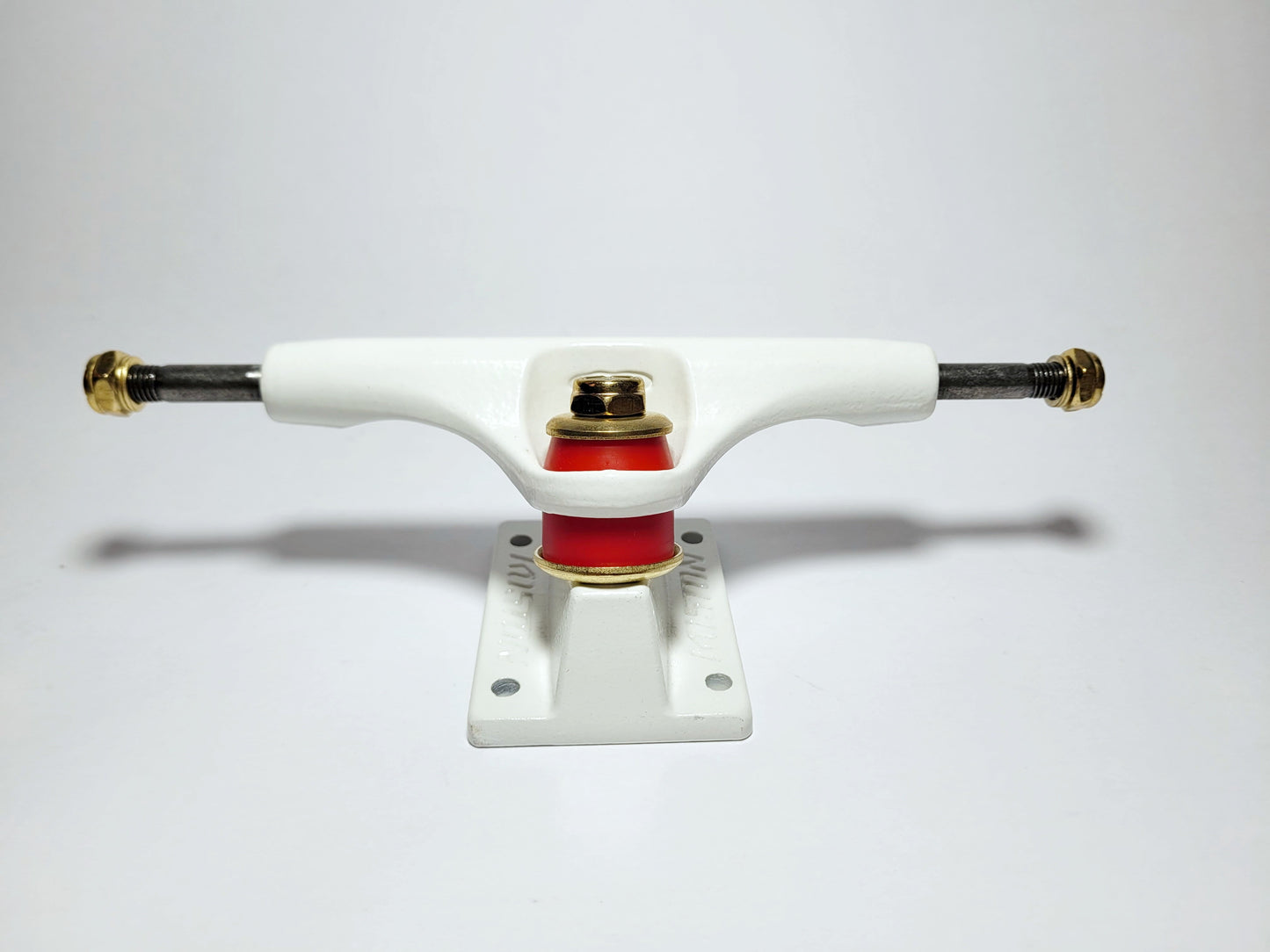 Sleek White Koston 5.25" Hollow Kingpin skateboard Trucks - SkatebruhSG