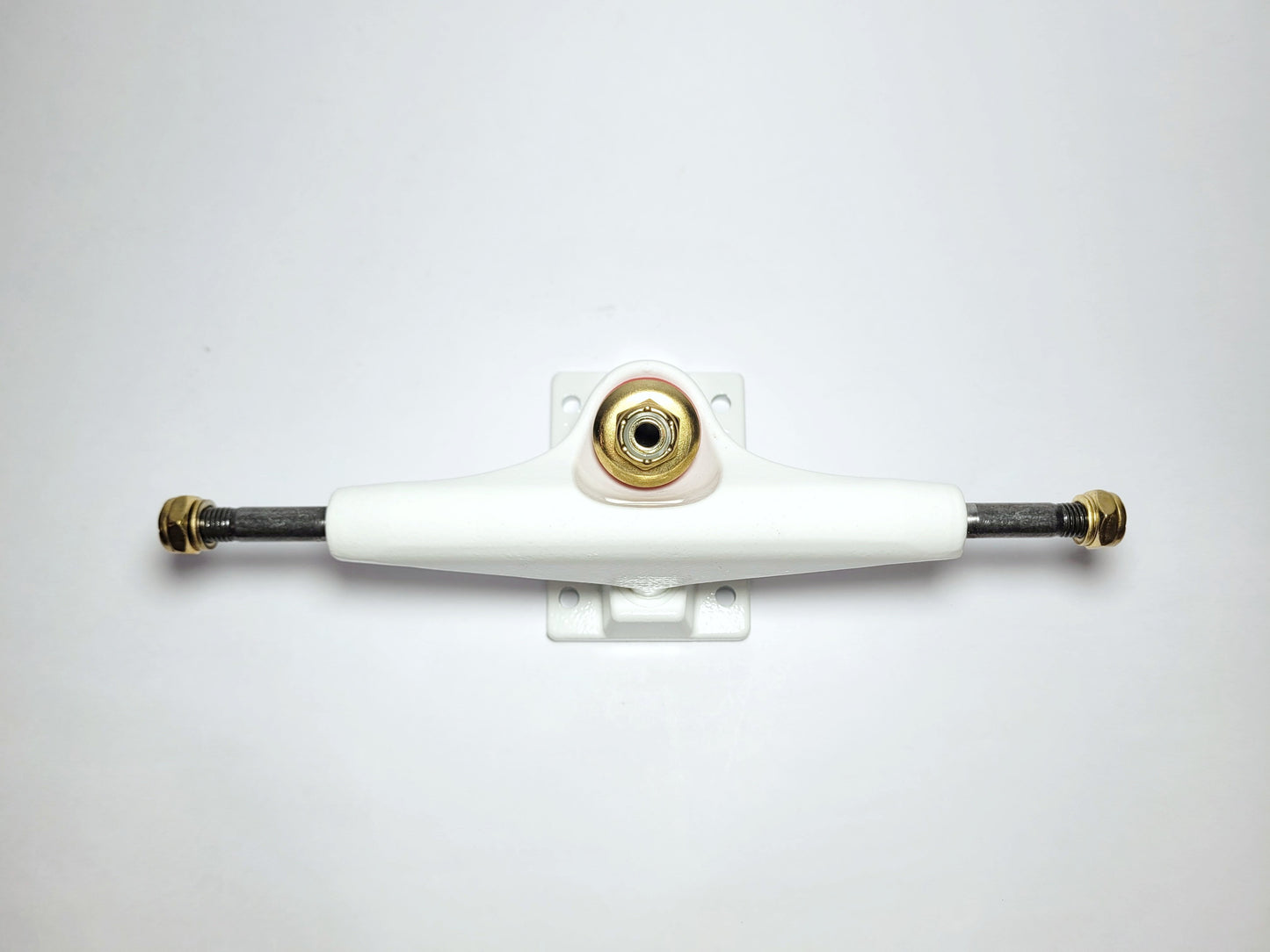 White Koston 5.25" Hollow Kingpin skateboard Trucks - Custom Skateboard Builder - SkatebruhSG