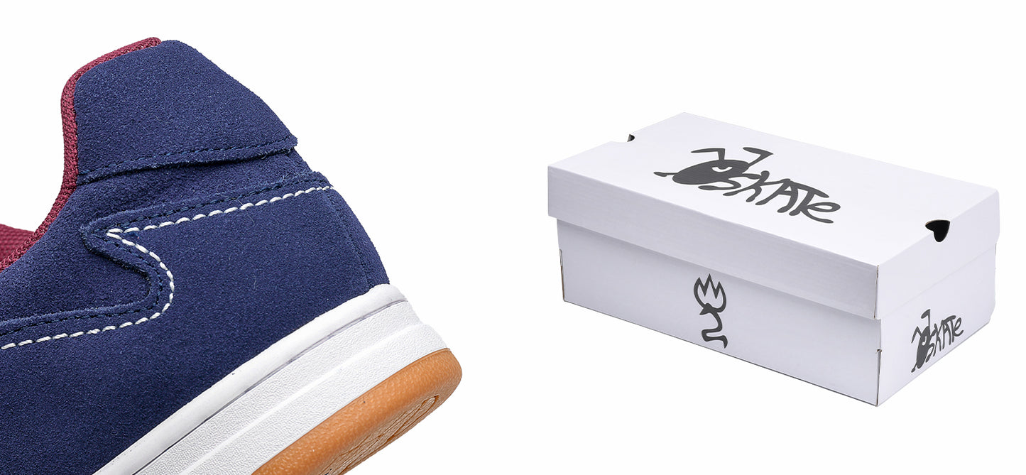 Goluck Ants Cupsole blue red white suede skate shoes