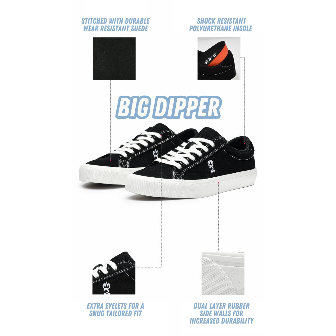 Joiints Big Dipper black suede skate shoes - SkatebruhSG