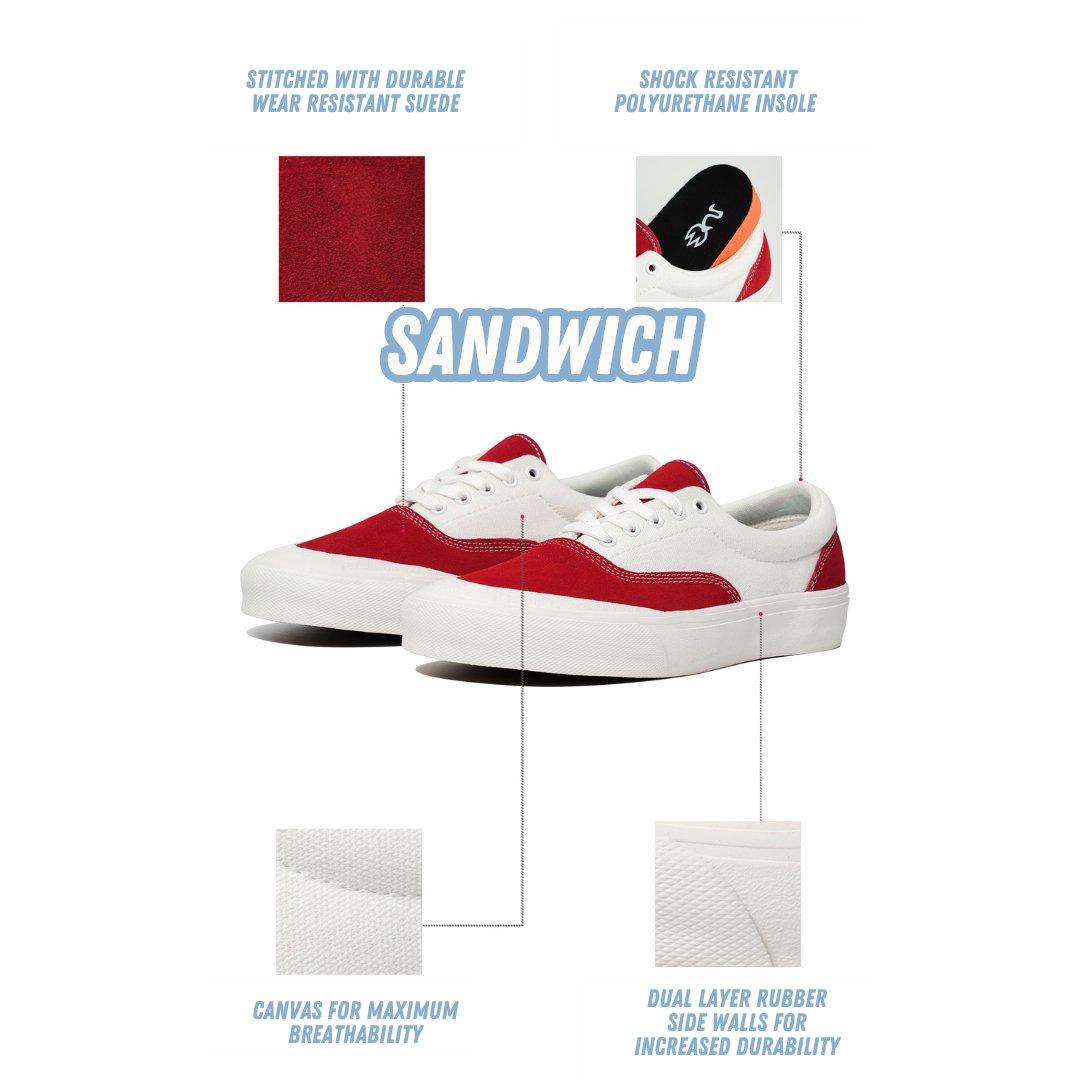 Joiints Sandwich red skate shoes - SkatebruhSG