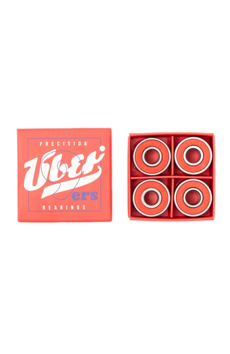 Uber Abec 9 Red Chrome Steel skateboard bearings - SkatebruhSG