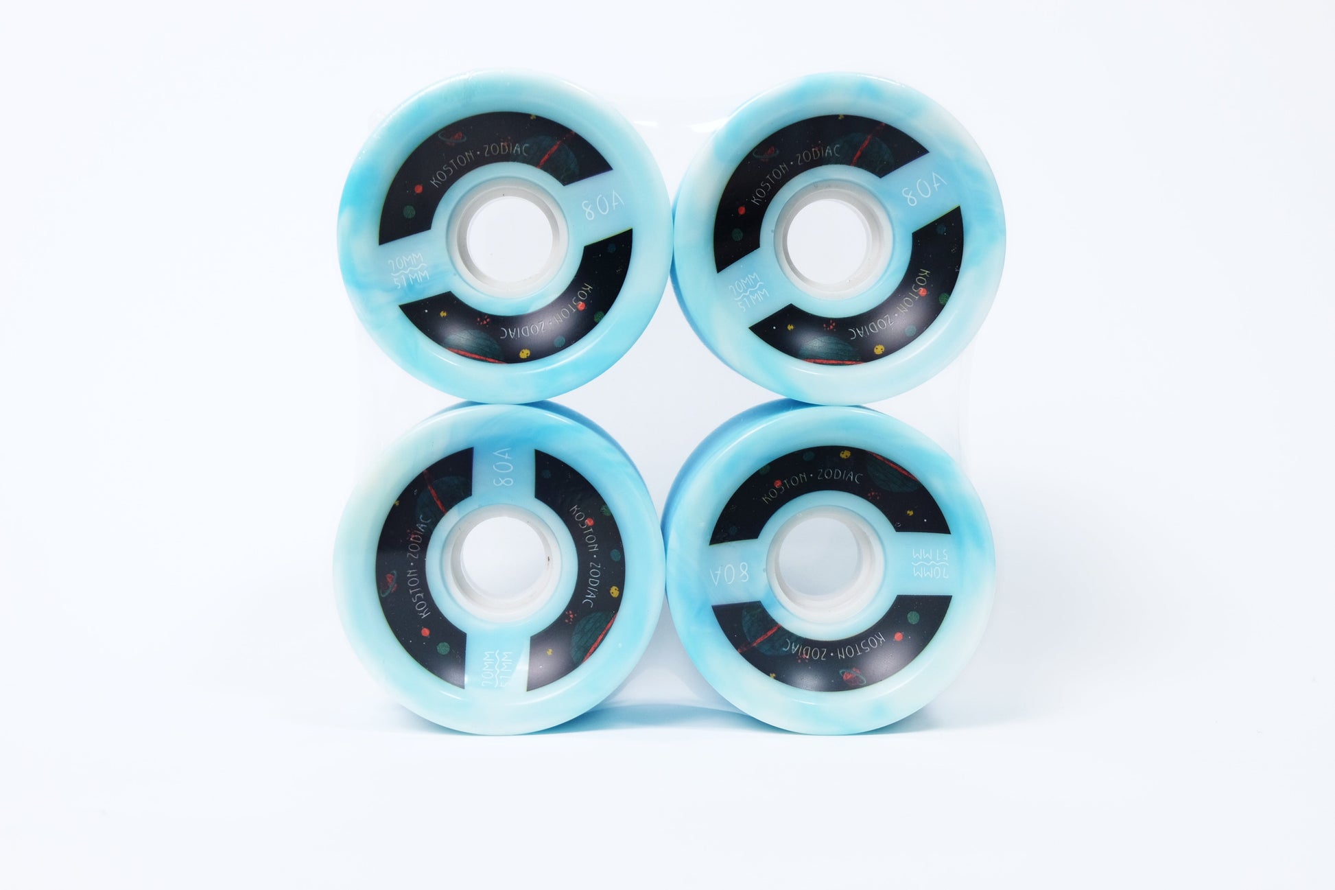 Koston Zodiac blue swirl longboard wheels - Custom Longboard Builder - SkatebruhSG