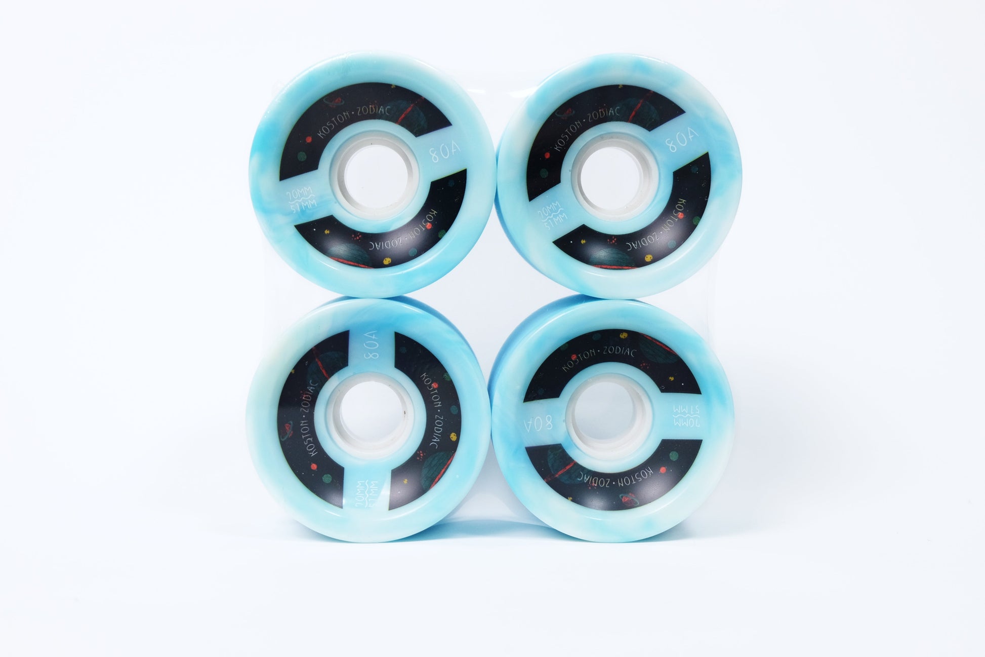 Koston Zodiac blue swirl longboard wheels - SkatebruhSG