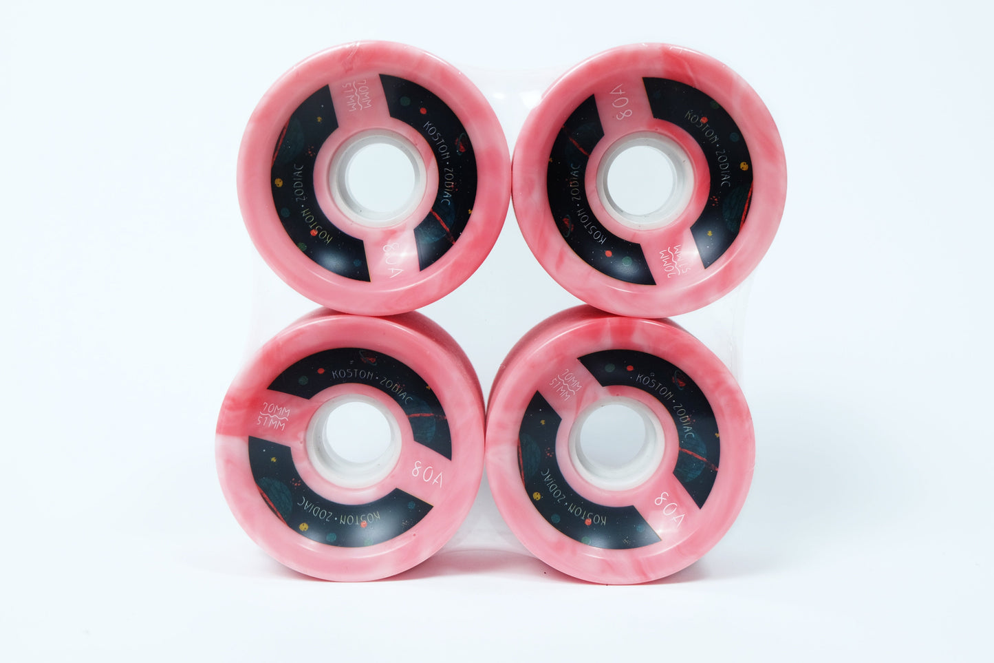 Koston Zodiac red swirl longboard wheels - SkatebruhSG