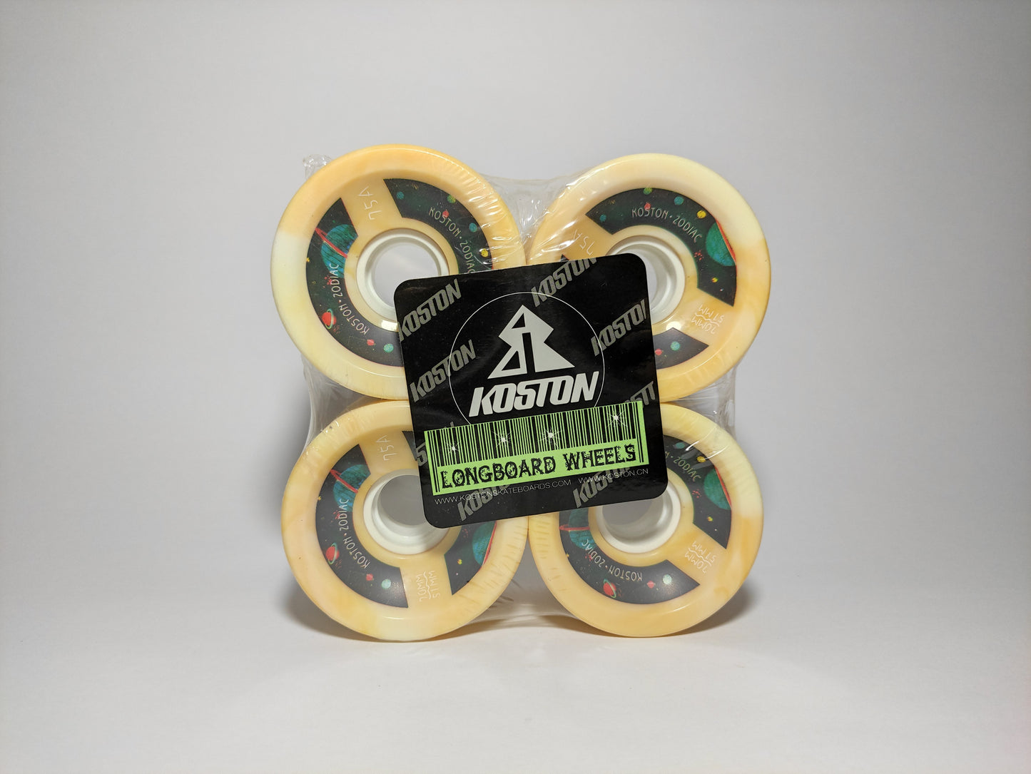 Koston Zodiac yellow swirl longboard wheels - SkatebruhSG Singapore Skateshop