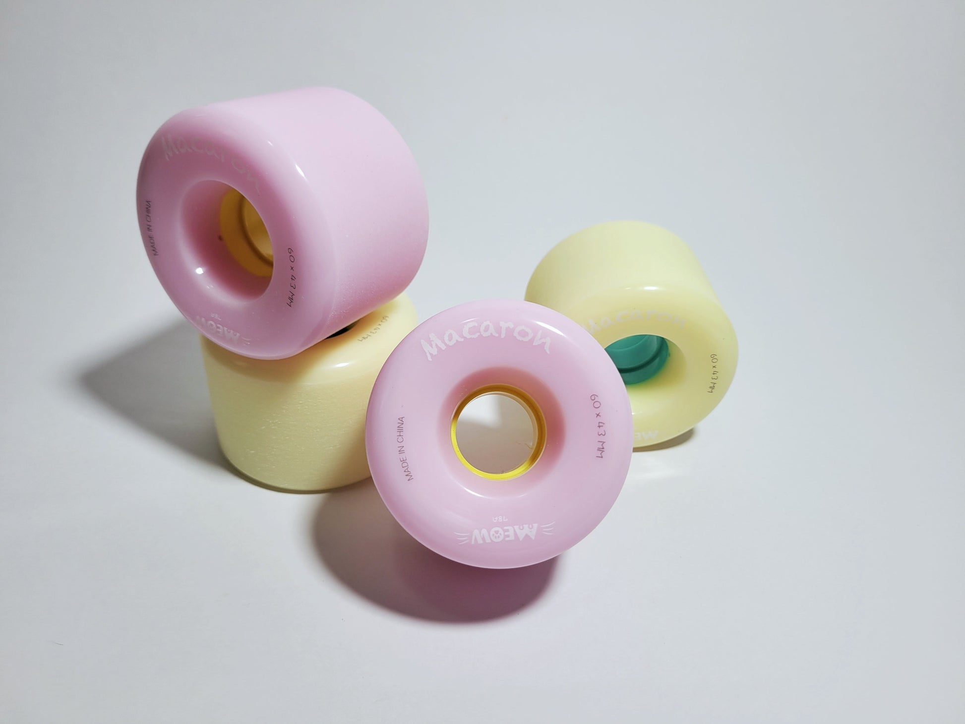 Pink/Yellow Rebirth Macaron longboard / cruiser board wheels - SkatebruhSG