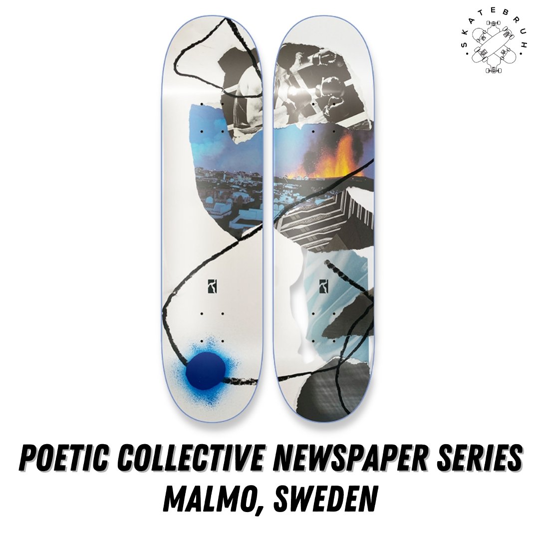 Poetic Newspaper - Left Skateboard Deck - SkatebruhSG