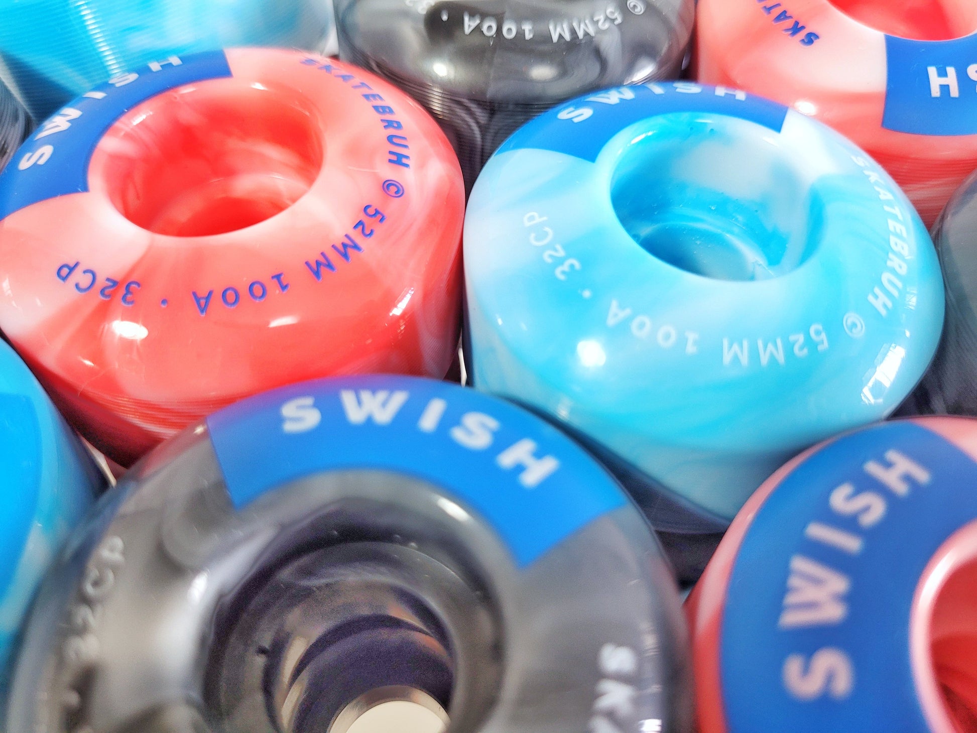 Skatebruh 52mm Black Marble Swish Skateboard Wheels - SkatebruhSG